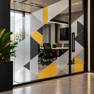 Modern Geometric Gold Black Glass Film Design