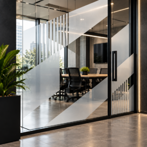Modern Geometric Frosted Glass Window Film Design